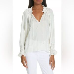 Ulla Johnson Irene Pearl White Drawstring Neck Blouse